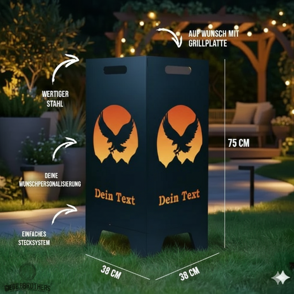 Feuertonne Adler aus edlem Stahl