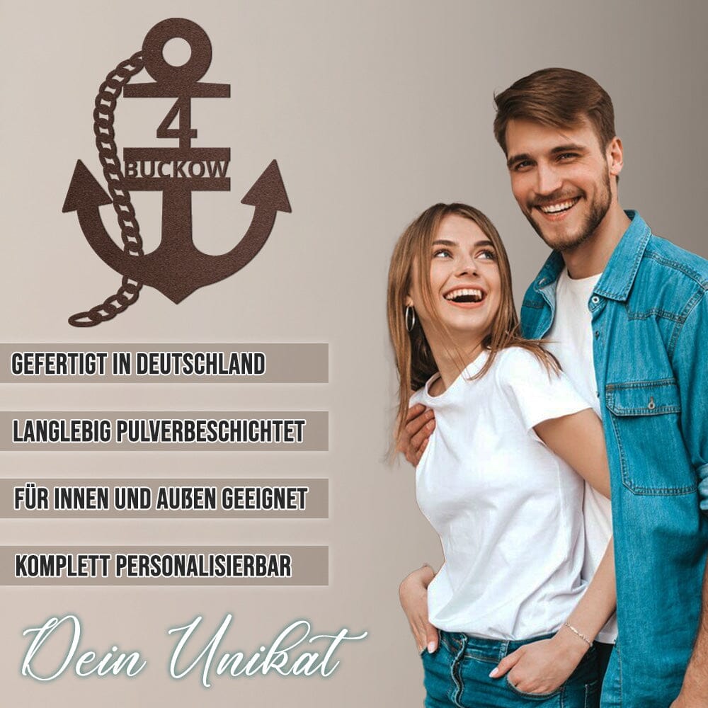 Anker-Hausnummer mit Ankerkette (personalisierbar) Craftbrothers