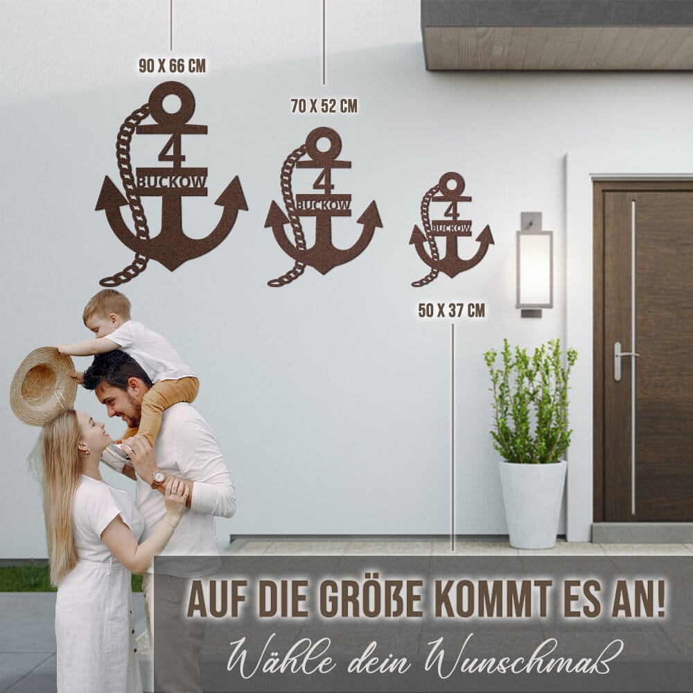 Anker-Hausnummer mit Ankerkette (personalisierbar) Craftbrothers