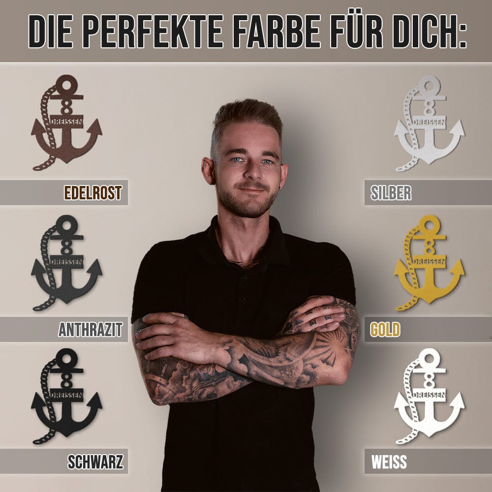Anker-Hausnummer mit Ankerkette (personalisierbar) Craftbrothers