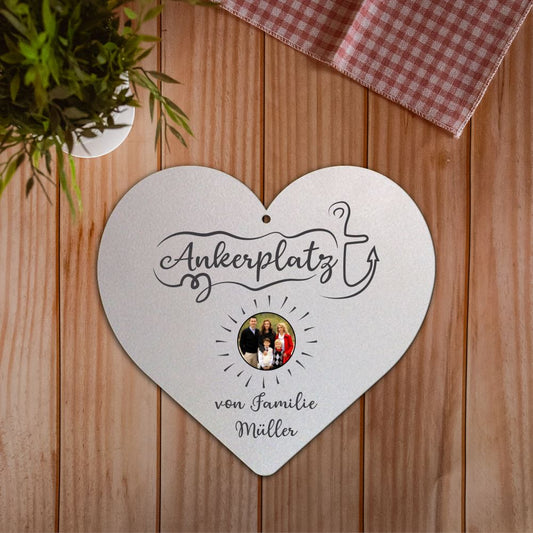 Türschild Herz Ankerplatz mit Fotogravur Türschilder Craftbrothers
