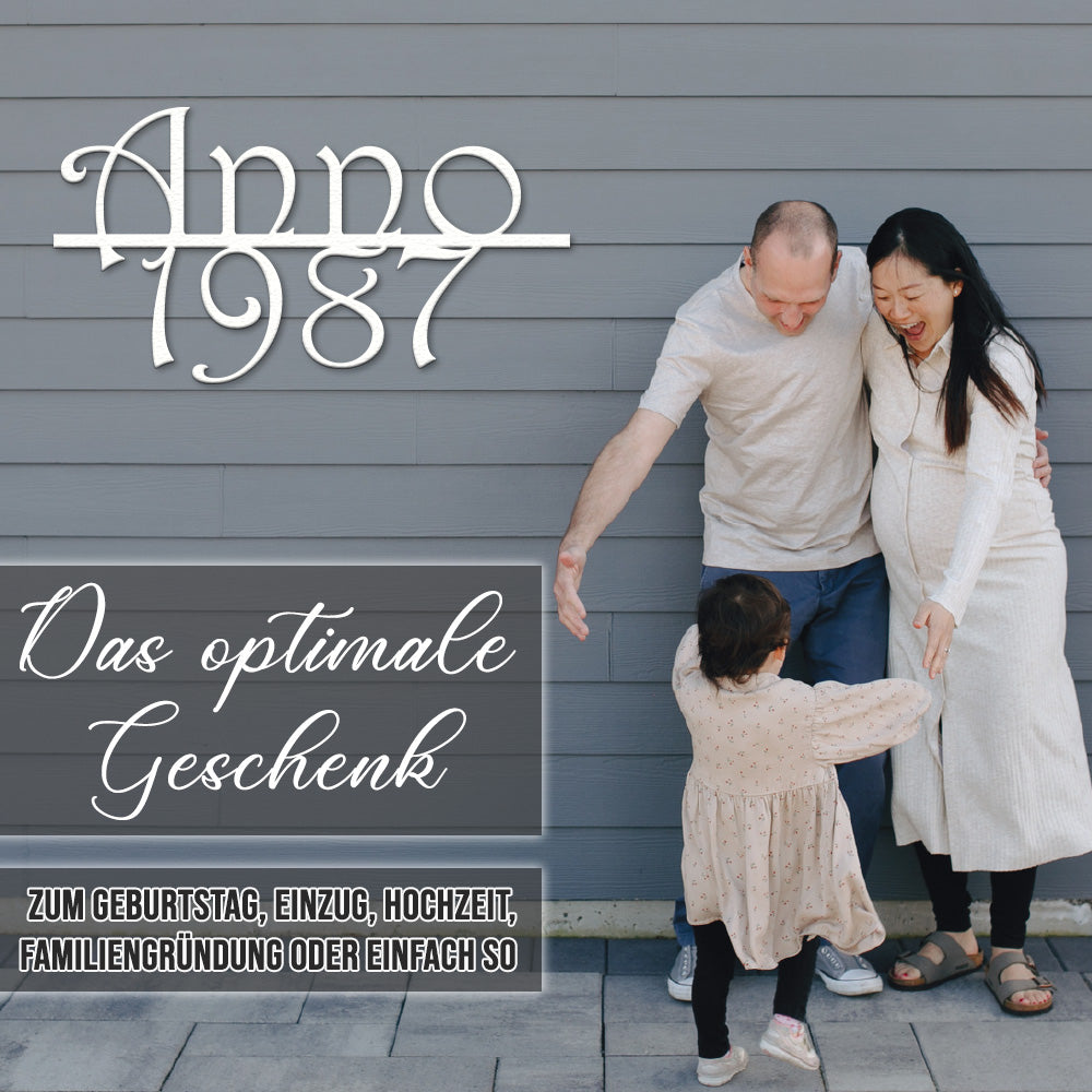 Hausschild - Anno Retro mit Wunschjahr aus edlem Stahl (personalisierbar)