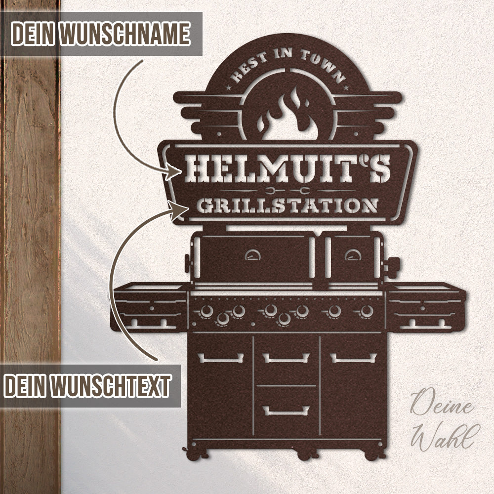 BBQ BRO Grillstation 2-türig aus edlem Stahl (personalisierbar)