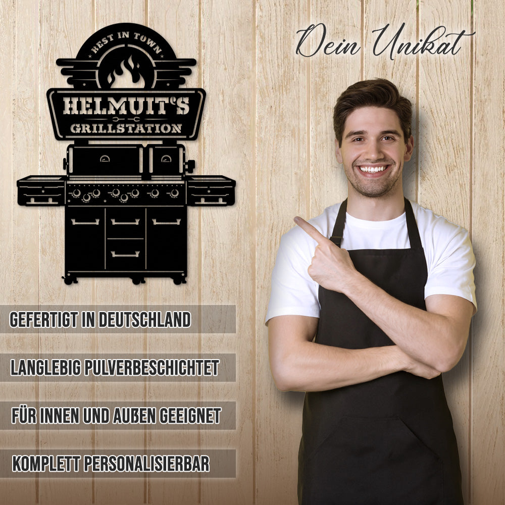 BBQ BRO Grillstation 2-türig aus edlem Stahl (personalisierbar)