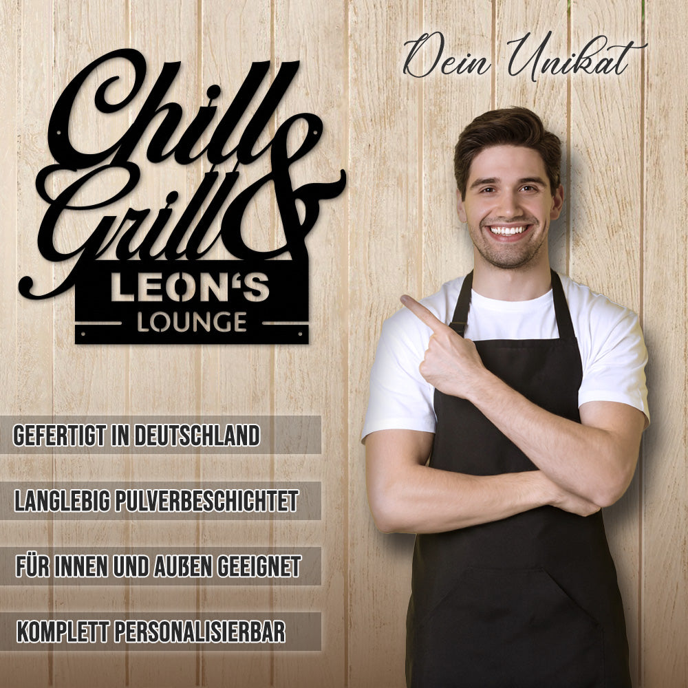 BBQ Chill & Grill aus edlem Stahl (personalisierbar)
