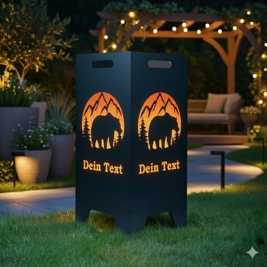 Feuertonne Bär aus edlem Stahl