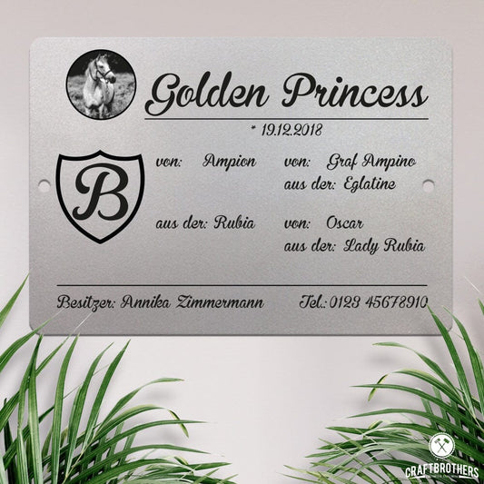 Boxenschild für Pferde Golden Princess Craftbrothers