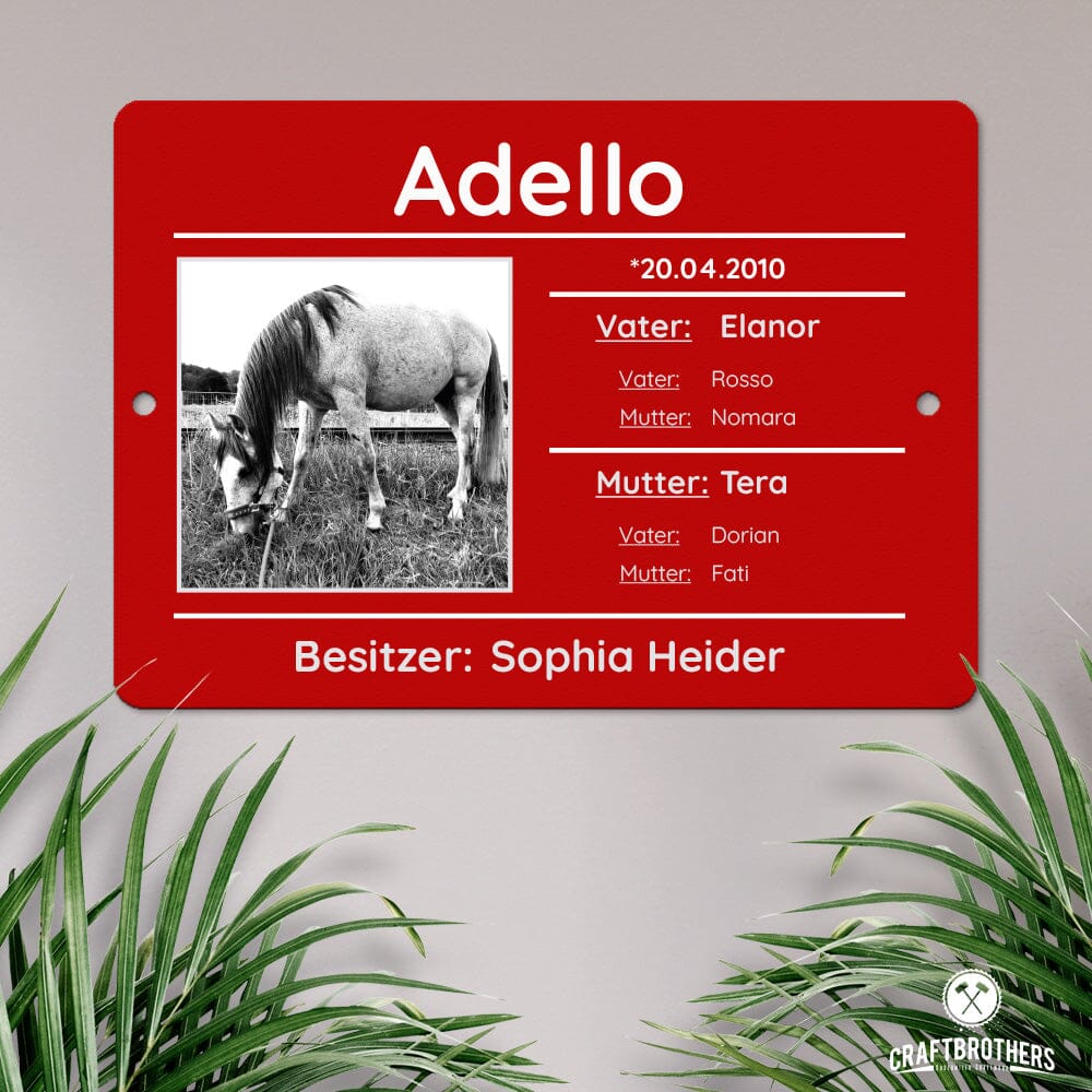 Personalisierbares Boxenschild: Stammbaum im Classic-Design mit Abstammung der Großeltern Craftbrothers