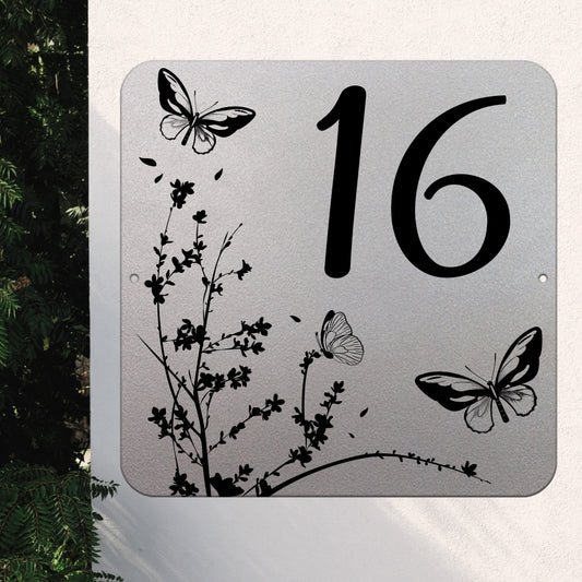 personalisierbares Hausnummernschild - Butterfly