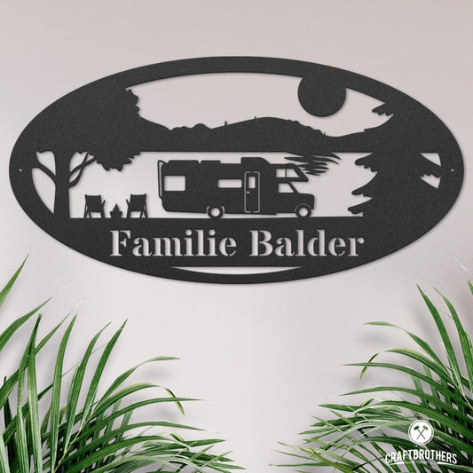 Campingschild - Sonnenuntergang & Camper (personalisierbar) Craftbrothers