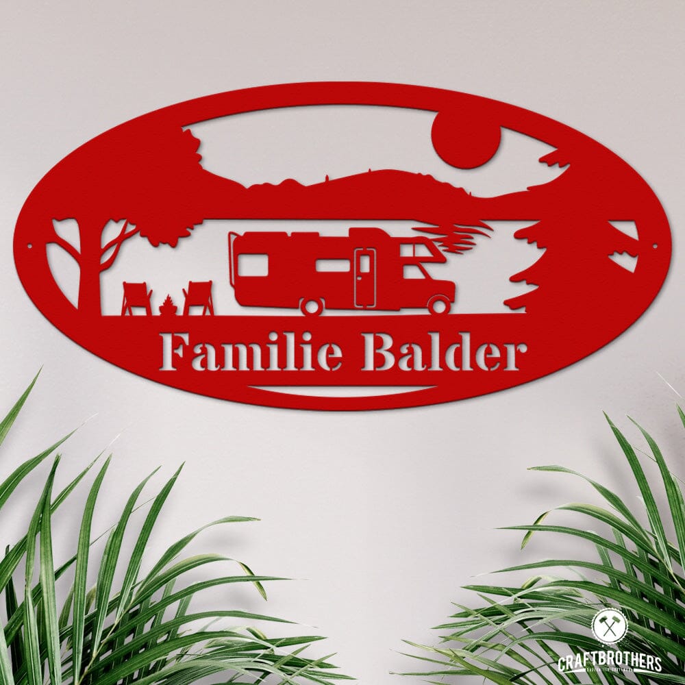 Campingschild - Sonnenuntergang & Camper (personalisierbar) Craftbrothers