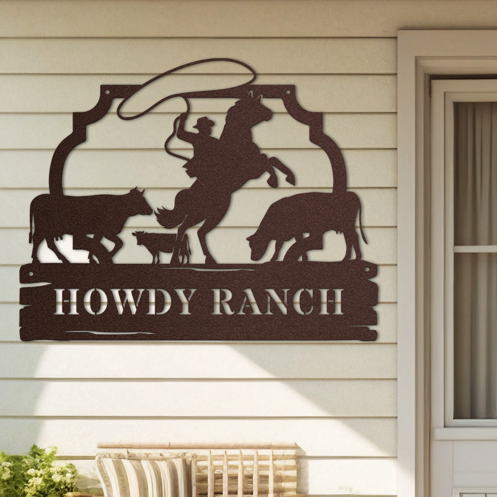 Hofschild - Cowboy aus edlem Stahl (personalisierbar)