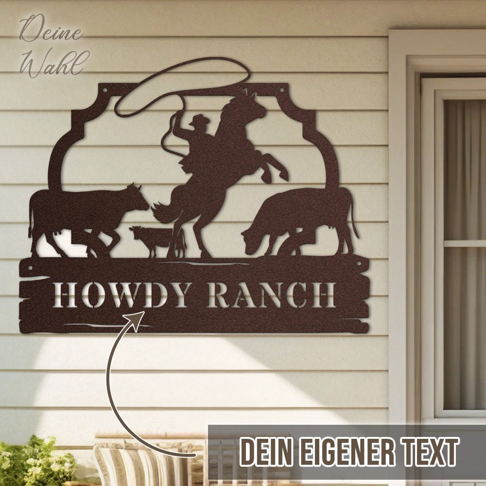 Hofschild - Cowboy aus edlem Stahl (personalisierbar)
