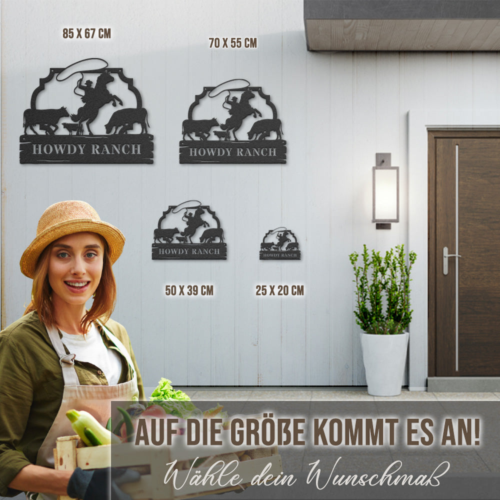 Hofschild - Cowboy aus edlem Stahl (personalisierbar)