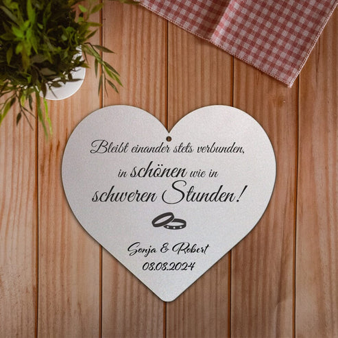 Hochzeitsgeschenk - Dekoherz - In schönen wie in schweren Stunden aus edlem Stahl (personalisierbar) Dekoherz Craftbrothers