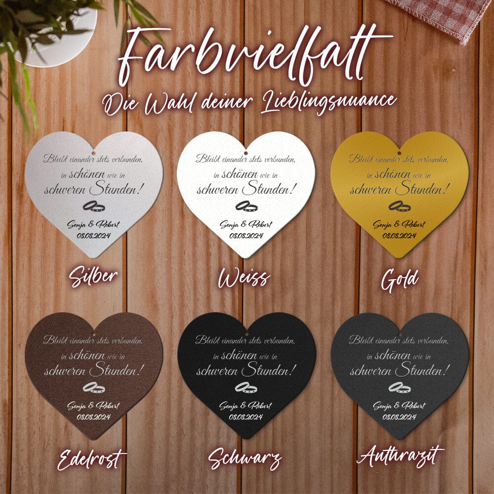 Hochzeitsgeschenk - Dekoherz - In schönen wie in schweren Stunden aus edlem Stahl (personalisierbar) Dekoherz Craftbrothers