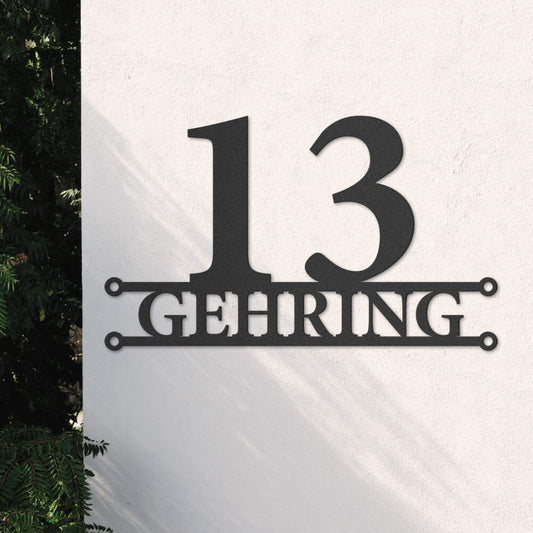 Design Hausnummer aus edlem Stahl mit Familien- oder Straßennamen Hausnummer Craftbrothers