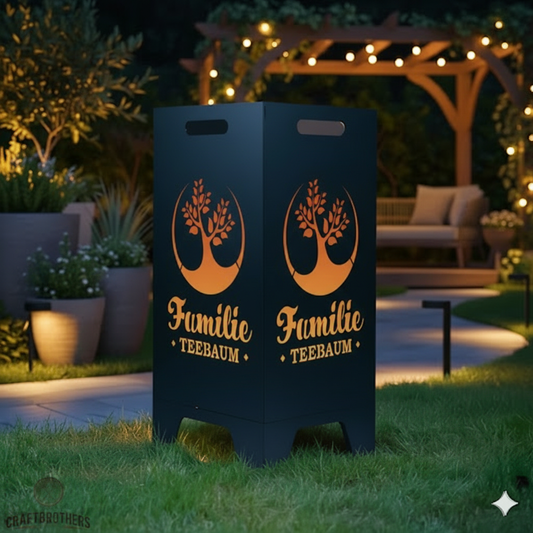 Feuertonne personalisierbar - Lebensbaum aus edlem Stahl