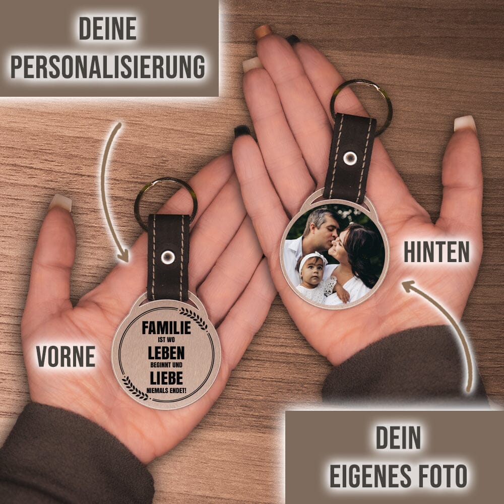 Foto - Schlüsselanhänger - Familie ist da, wo Leben beginnt und Liebe niemals endet! Schlüsselanhänger Craftbrothers