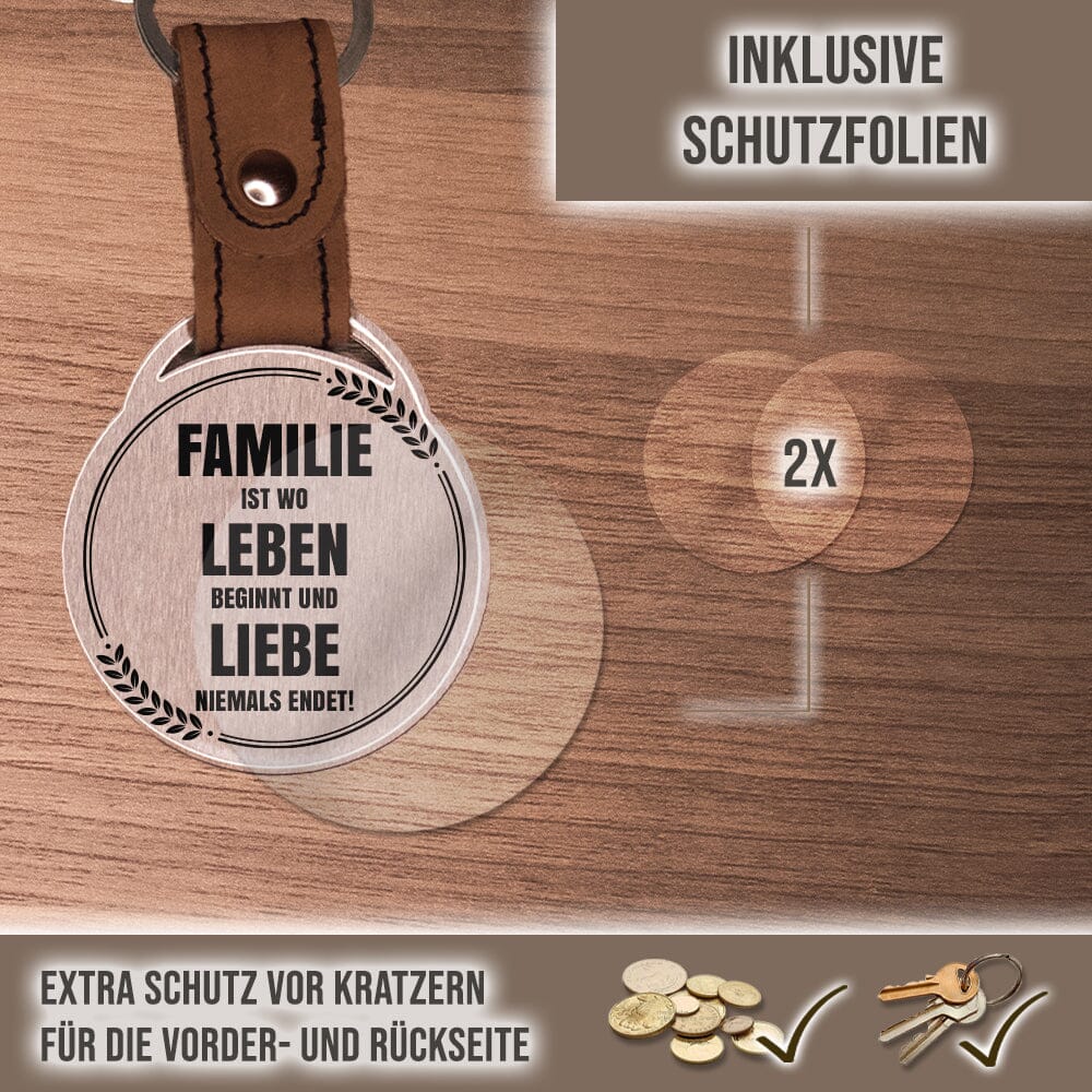 Foto - Schlüsselanhänger - Familie ist da, wo Leben beginnt und Liebe niemals endet! Schlüsselanhänger Craftbrothers