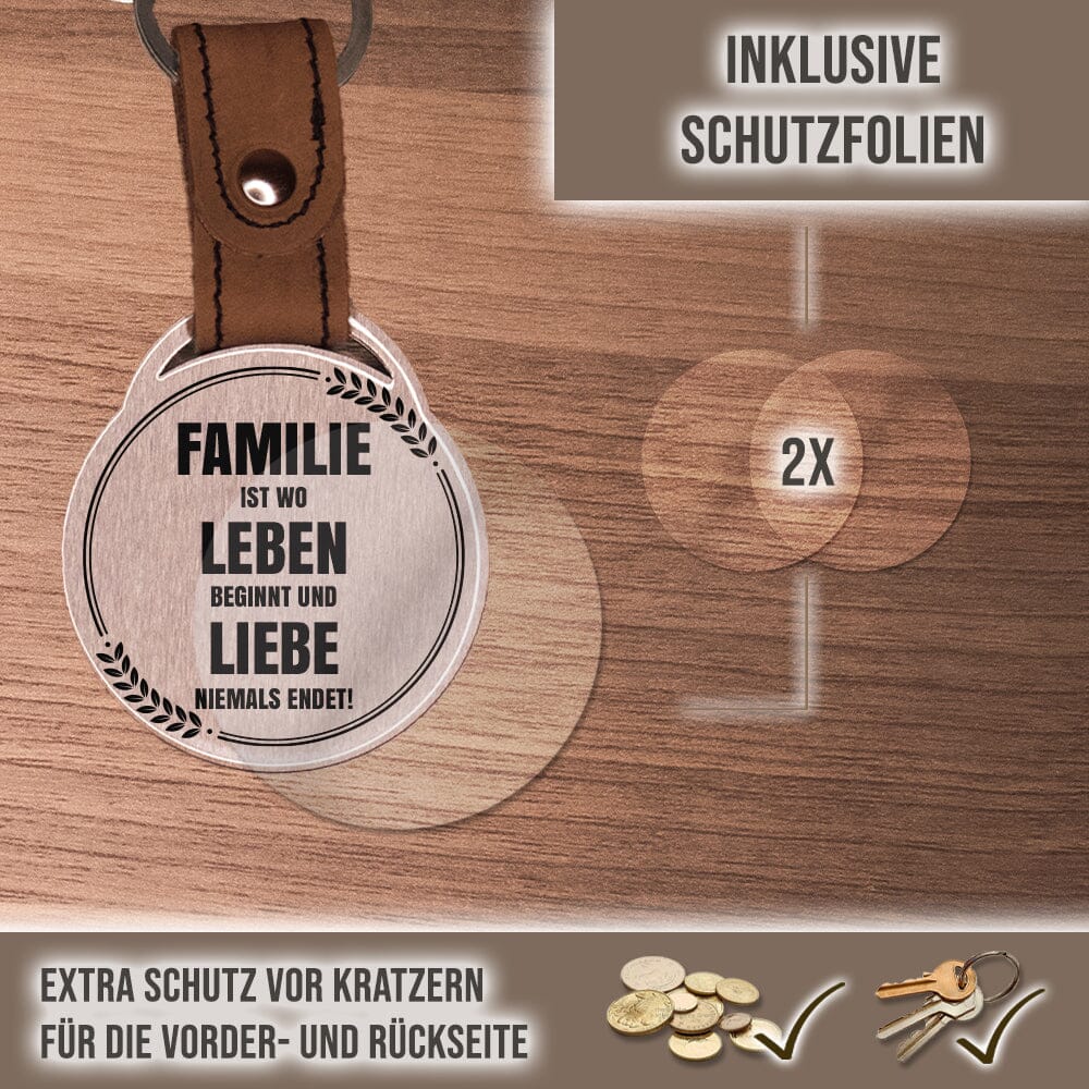 Foto - Schlüsselanhänger - Familie ist da, wo Leben beginnt und Liebe niemals endet! Schlüsselanhänger Craftbrothers 