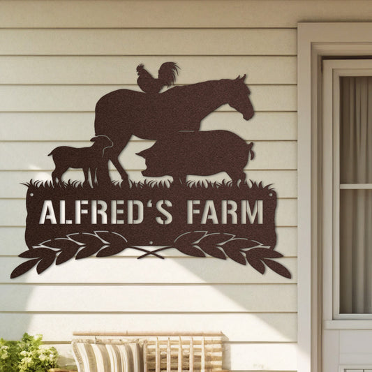 Hofschild - Farmtiere aus edlem Stahl (personalisierbar)