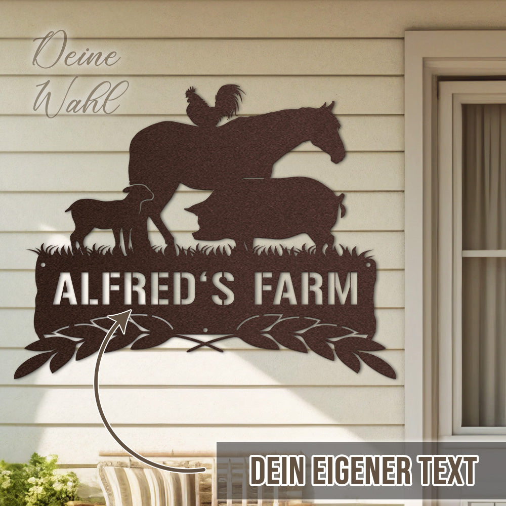 Hofschild - Farmtiere aus edlem Stahl (personalisierbar)