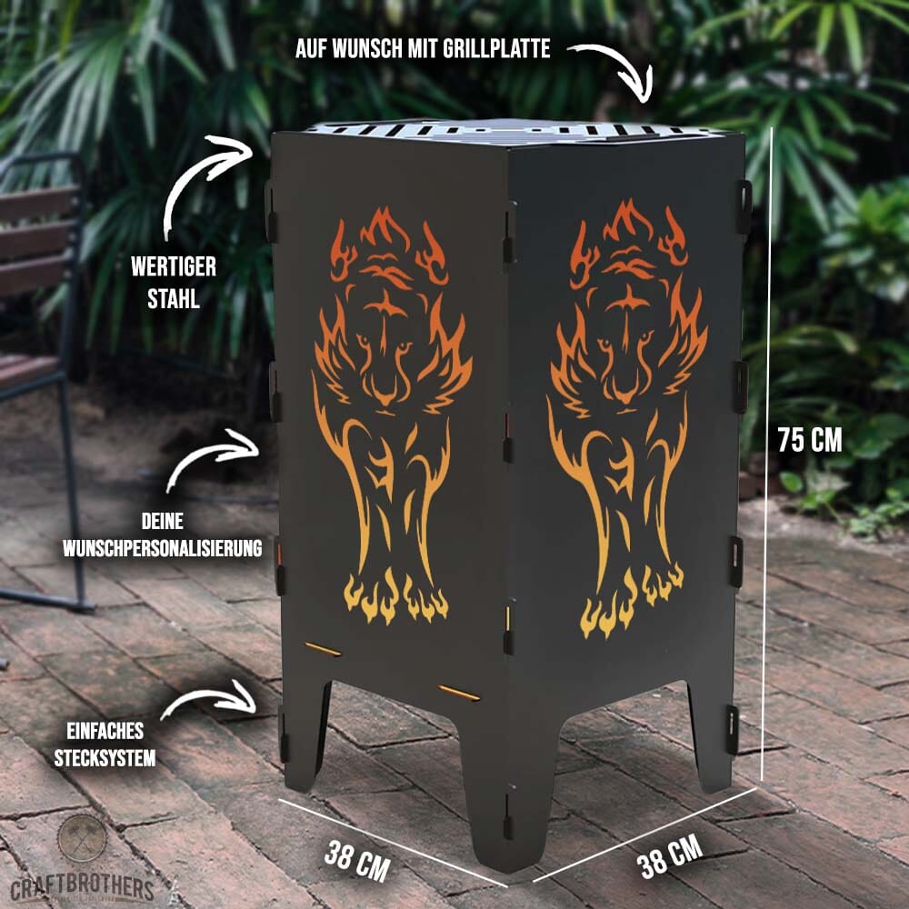Feuertonne Feuer-Tiger aus edlem Stahl Craftbrothers