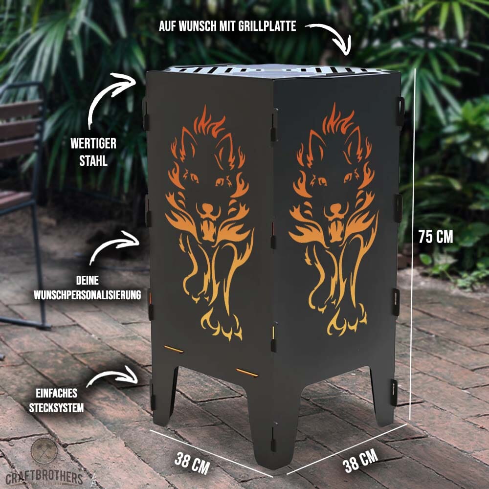 Feuertonne Feuer-Wolf aus edlem Stahl Craftbrothers