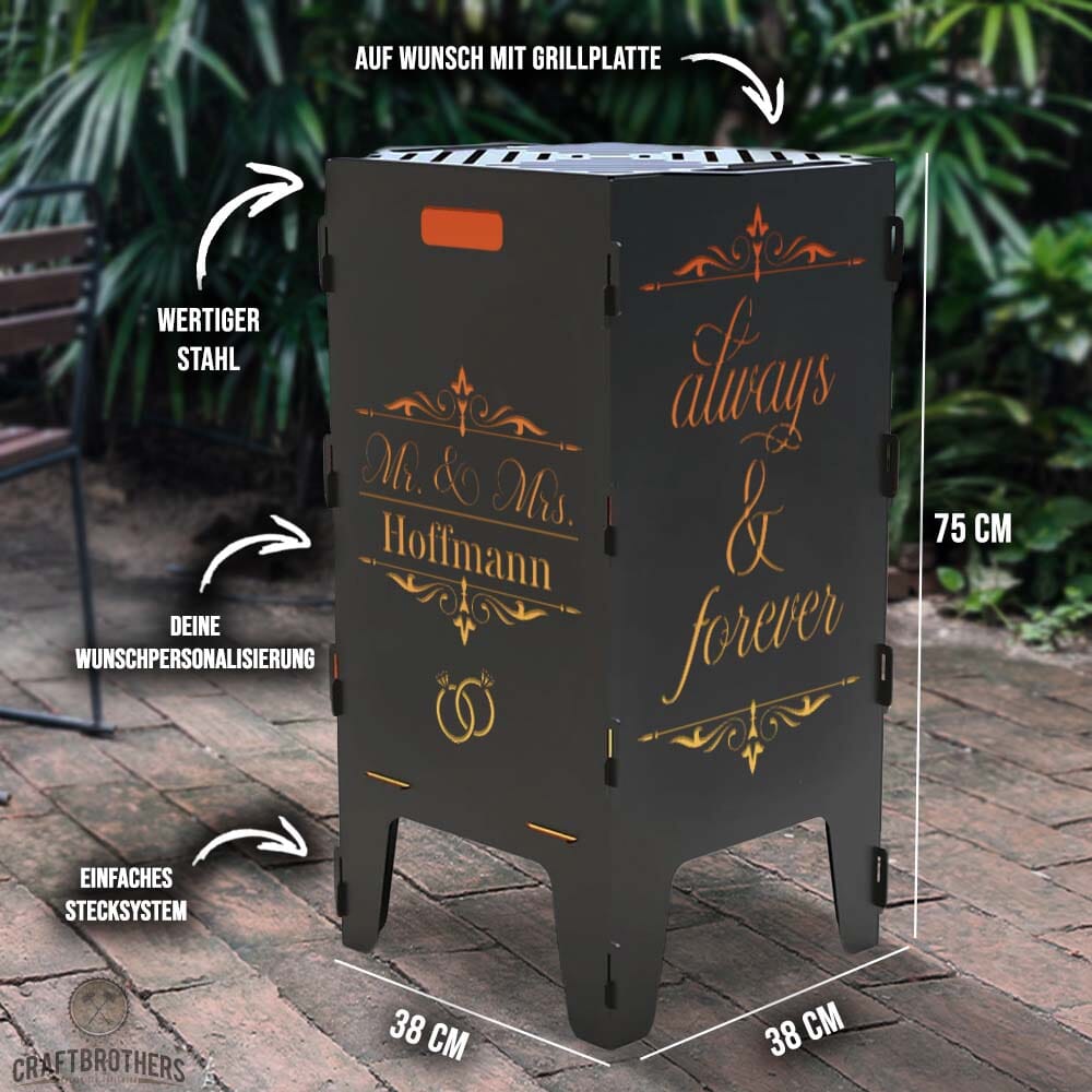 Feuertonne personalisierbar - Hochzeit - Always and Forever Craftbrothers