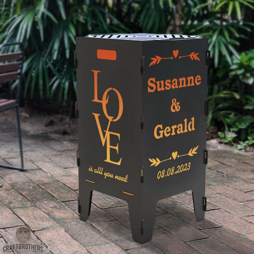 Feuertonne personalisierbar - Hochzeit - Love mit Namen und Datum Craftbrothers