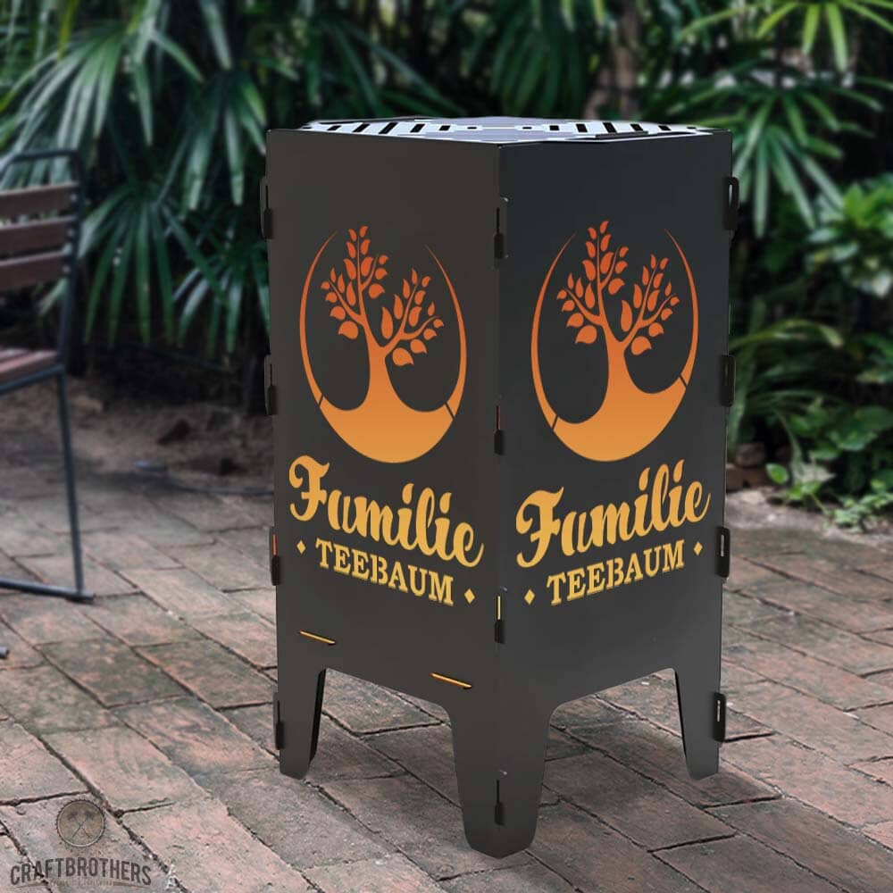 Feuertonne personalisierbar - Lebensbaum aus edlem Stahl Craftbrothers