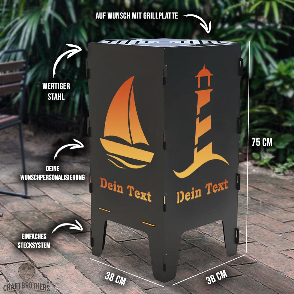 Feuertonne Leuchtturm & Segelboot aus edlem Stahl Craftbrothers