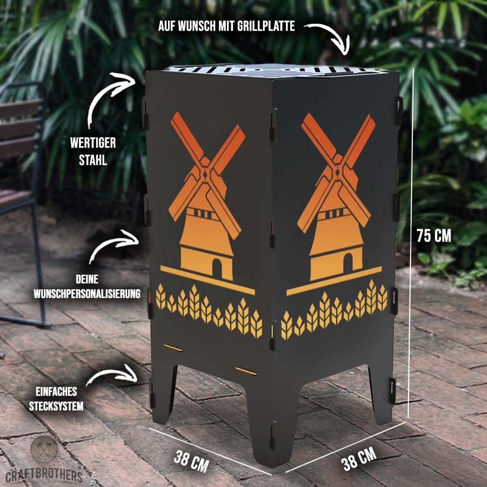 Feuertonne Mühle aus edlem Stahl Craftbrothers