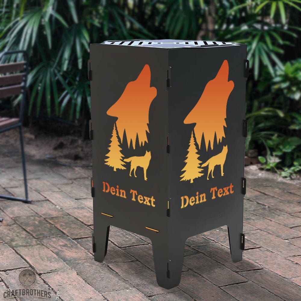 Feuertonne Wolf aus edlem Stahl Craftbrothers