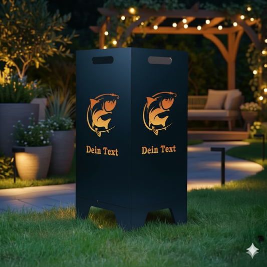 Feuertonne Fisch aus edlem Stahl