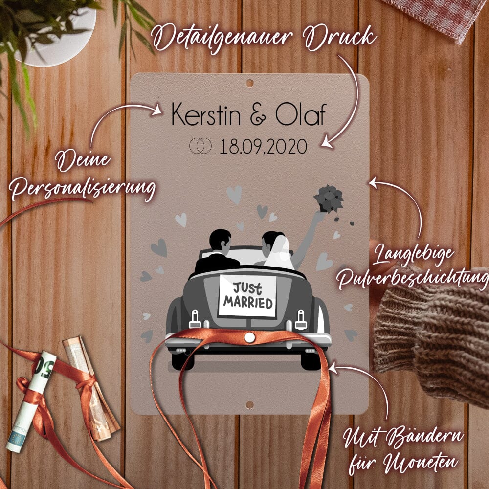 Geld-Hochzeitsgeschenk: Just Married Auto - mit Personalisierung Craftbrothers