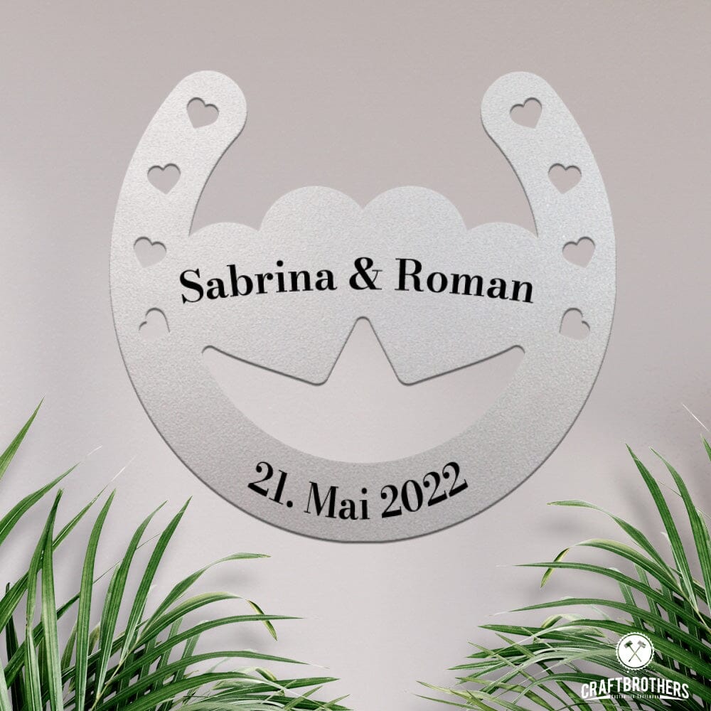 Glückshufeisen aus edlem Stahl modest Design (personalisierbar) - ausgefallenes Hochzeitsgeschenk Dekoartikel Craftbrothers