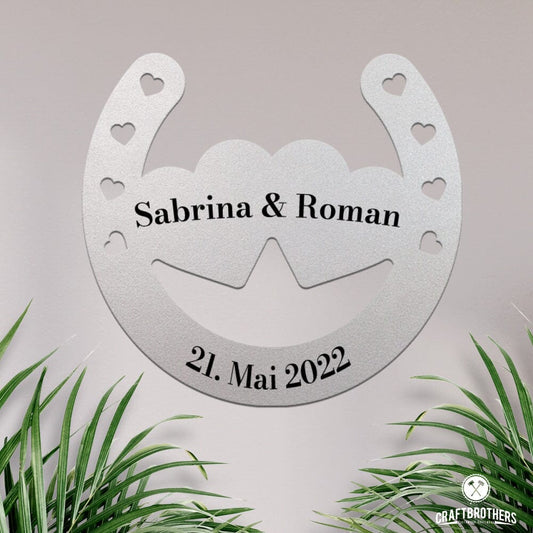 Glückshufeisen aus edlem Stahl modest Design (personalisierbar) - ausgefallenes Hochzeitsgeschenk Dekoartikel Craftbrothers