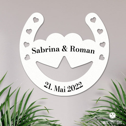 Glückshufeisen aus edlem Stahl modest Design (personalisierbar) - ausgefallenes Hochzeitsgeschenk Dekoartikel Craftbrothers