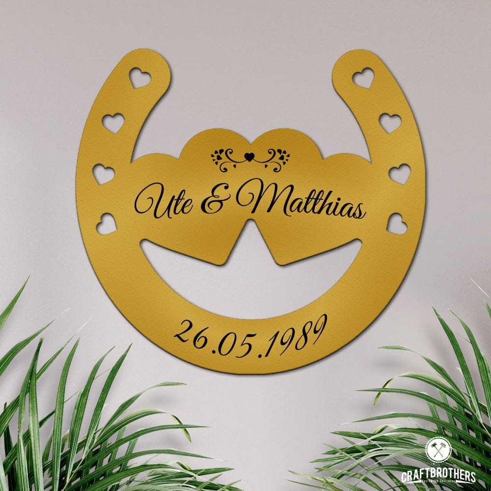 Glückshufeisen aus edlem Stahl noble Design (personalisierbar) - ausgefallenes Hochzeitsgeschenk Dekoartikel Craftbrothers