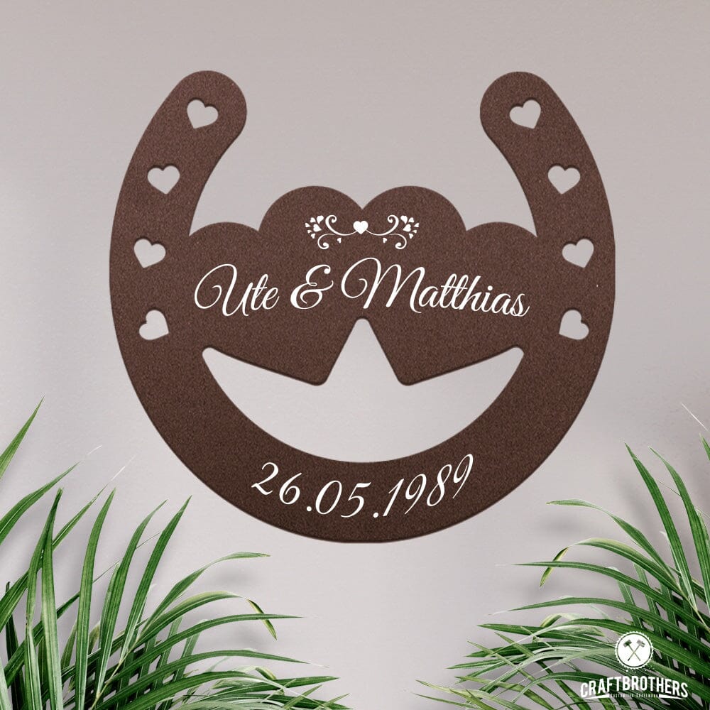 Glückshufeisen aus edlem Stahl noble Design (personalisierbar) - ausgefallenes Hochzeitsgeschenk Dekoartikel Craftbrothers