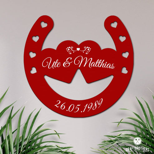 Glückshufeisen aus edlem Stahl noble Design (personalisierbar) - ausgefallenes Hochzeitsgeschenk Dekoartikel Craftbrothers