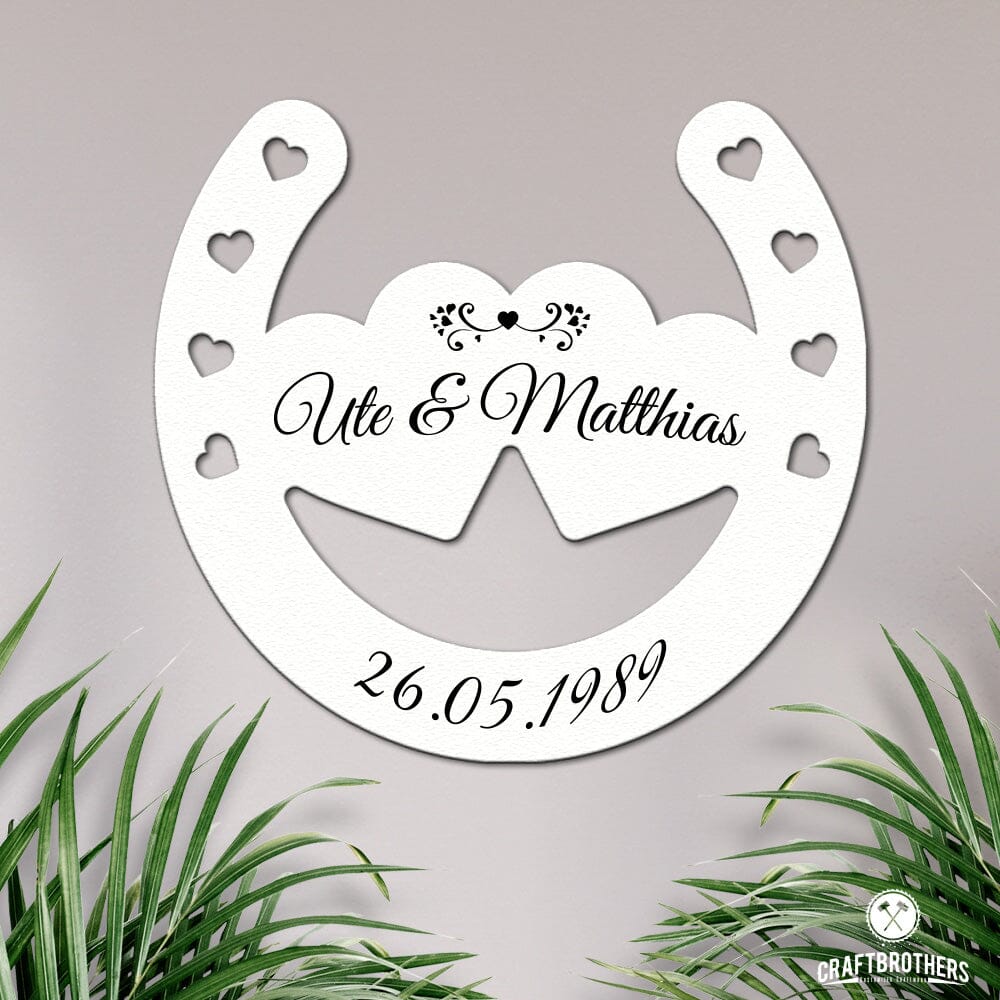 Glückshufeisen aus edlem Stahl noble Design (personalisierbar) - ausgefallenes Hochzeitsgeschenk Dekoartikel Craftbrothers
