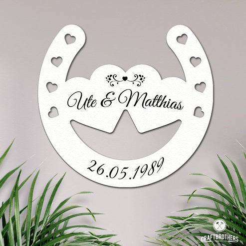 Glückshufeisen aus edlem Stahl noble Design (personalisierbar) - ausgefallenes Hochzeitsgeschenk Dekoartikel Craftbrothers