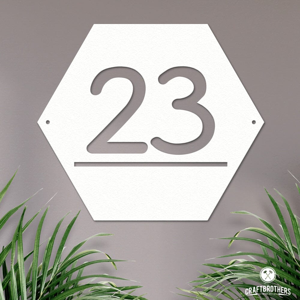 Hausnummernschild "Geno" - Sechseck - mit Hausnummer Hausnummer Craftbrothers