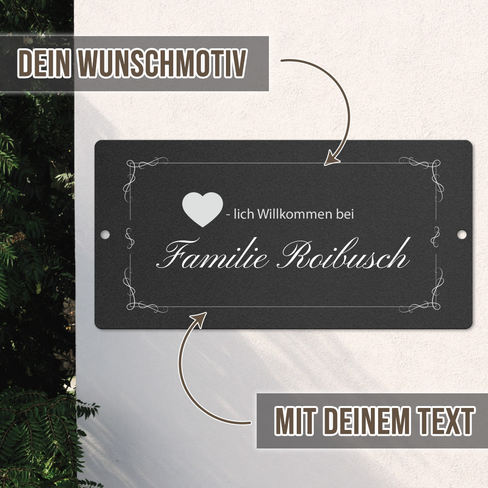 Türschild - Herzlich willkommen - klassich ansprechendes Design (personalisierbar)