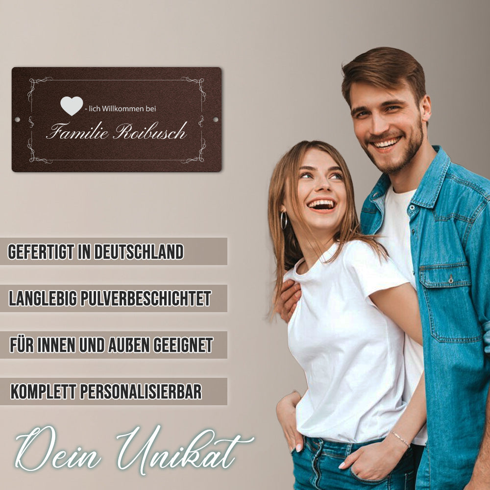 Türschild - Herzlich willkommen - klassich ansprechendes Design (personalisierbar)