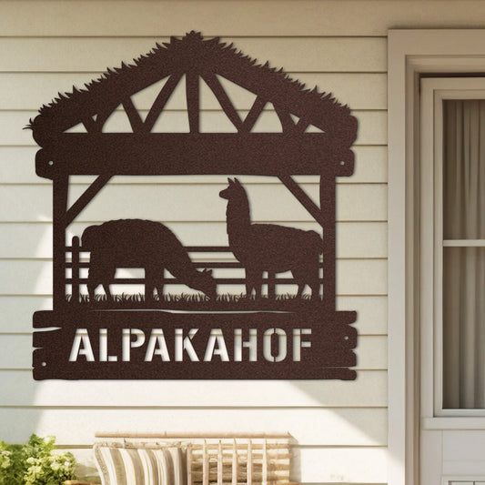 Hofschild - Alpaka aus edlem Stahl (personalisierbar)