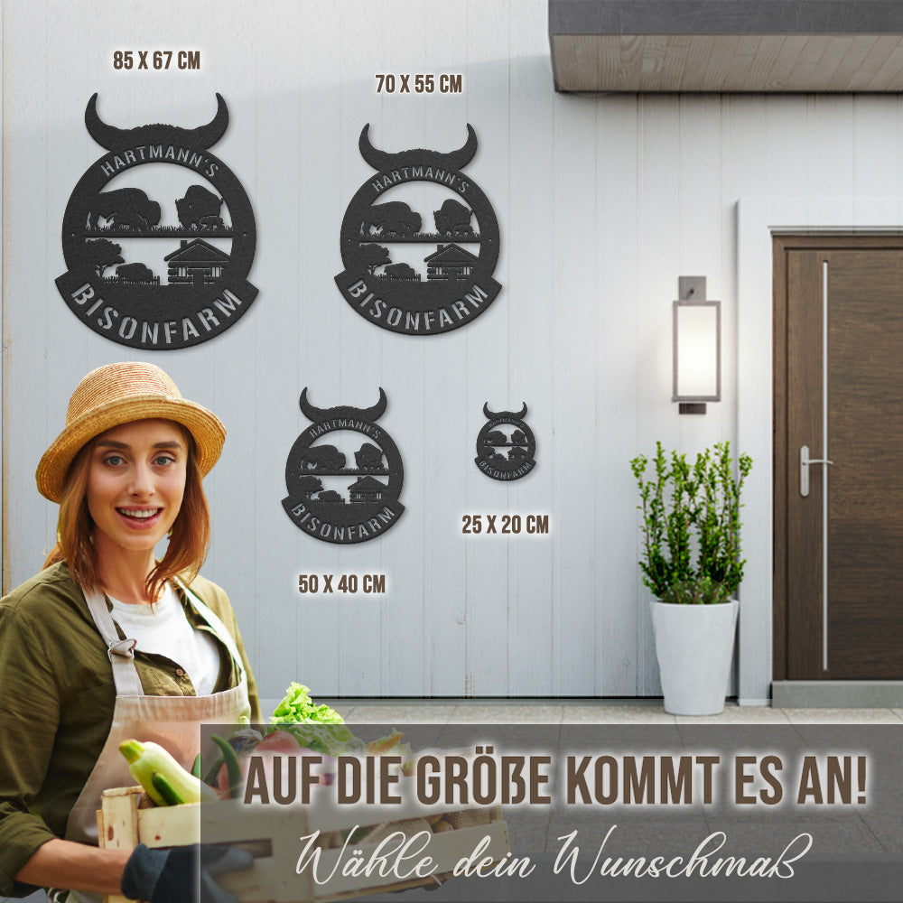 Hofschild - Bison aus edlem Stahl (personalisierbar)